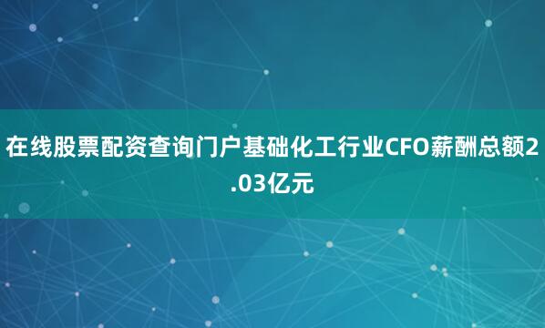 在线股票配资查询门户基础化工行业CFO薪酬总额2.03亿元
